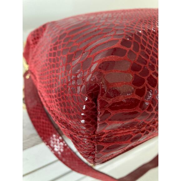 MICHAEL KORS, MEDIUM RED ANIMAL PRINT LEATHER CROSSBODY BAG - Picture 7 of 14